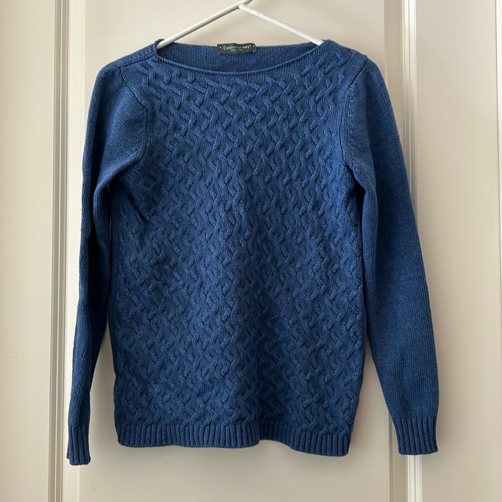 Cashmeritaly Cable knit Cashmere Blend pullover boat neck long sleeves size XS